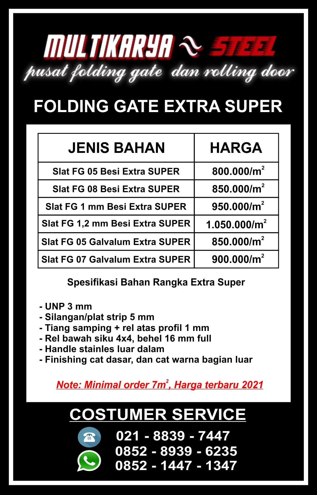 Daftar Harga Folding Gate Extra Super Multi Karya Steel