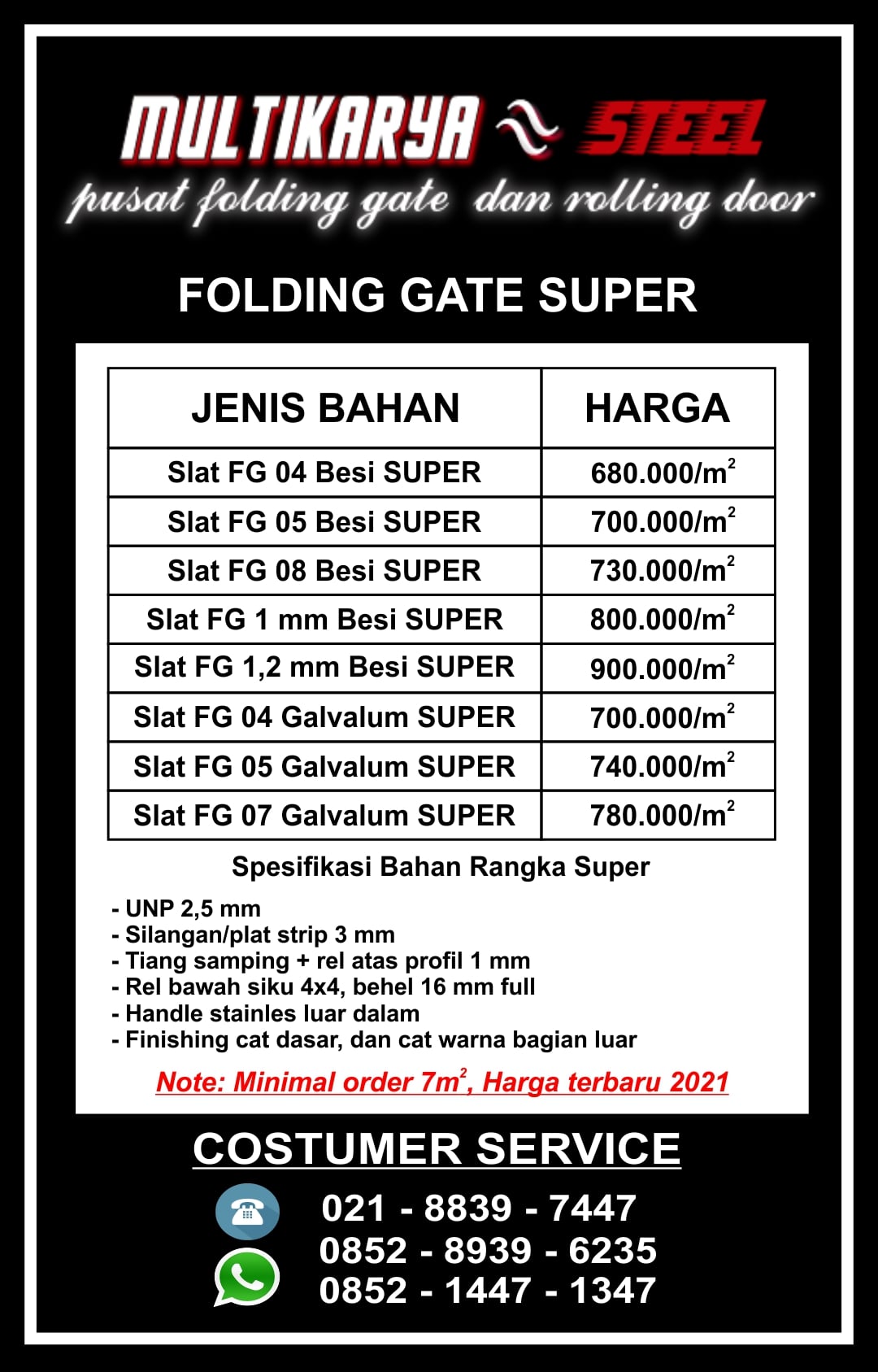 Daftar Harga Folding Gate Super Multi Karya Steel